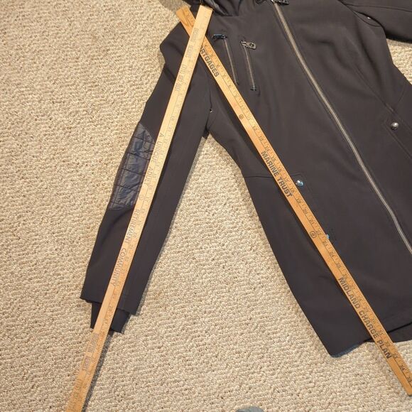 Michael Kors Softshell Puffer Coat Jacket Womens Small Black Hood Full Zip - Picture 3 of 9